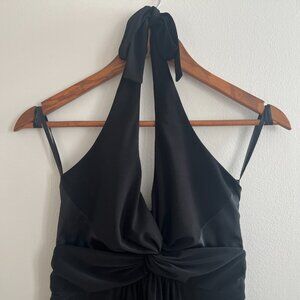 Satin twist halter dress